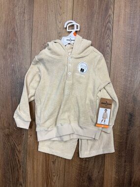 Kids Eddie Bauer Beige/Tan Hooded Terry Lounge Set